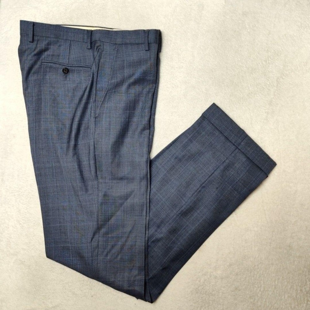 Brooks Brothers Pants Men 34x34 Gray Glen Plaid Fitzgerald Italy Suit Dress HOLE
